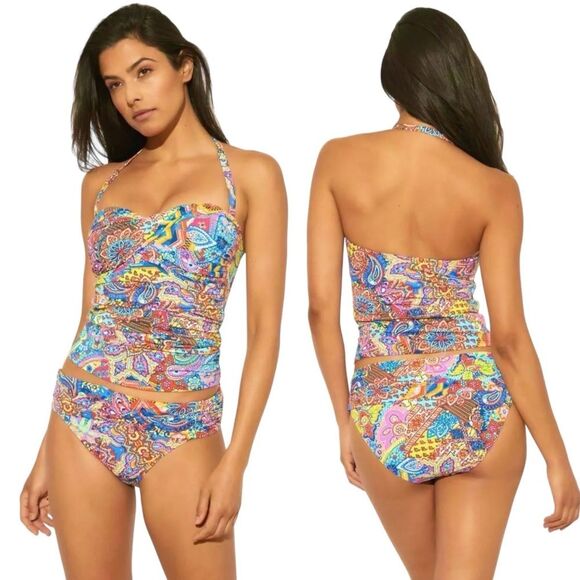 Bleu Rod Beattie Groovy Baby Twist Bandana Print Tankini Two Piece Size Medium - Picture 16 of 16